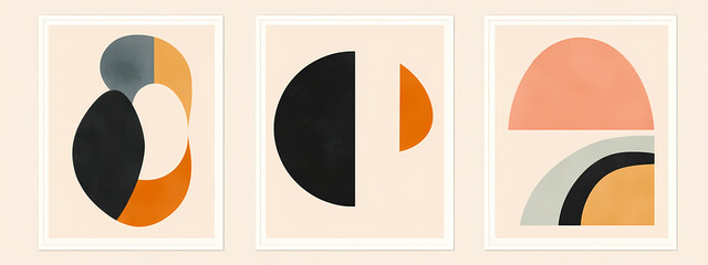 Abstract Art Panels with Minimalist Geometric Forms
