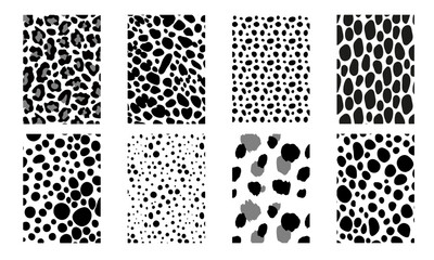 Animal texture skin seamless pattern set. Black safari fashion print collection. Vector illustration. © Colomba Rossa