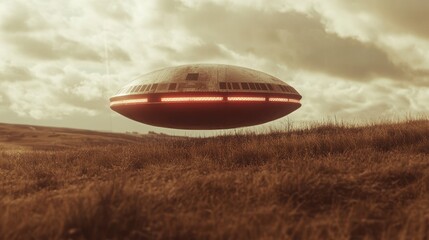 The hovering UFO saucer