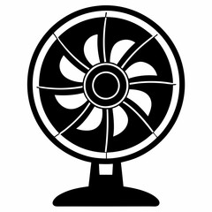 Black Silhouette of an Electric Fan on a White Background