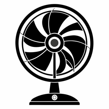 recommend clip art: Black Silhouette of an Electric Fan on a White Background