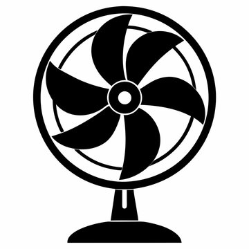 recommend clip art: Black Silhouette of an Electric Fan on a White Background