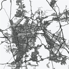 Obraz premium Map of Mecca in Saudi Arabia in grayscale. Contains layered vector with roads water, parks, etc.