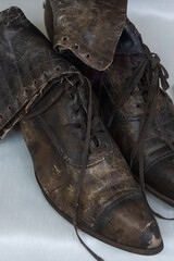 Pair of old fashioned black lace up women's shoes
