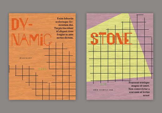 US Letter Flyer Simple Geometric Shapes Retro Colored Textured