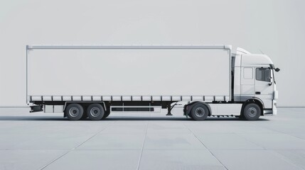 A white semi-truck parked in a parking lot