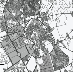 Fototapeta premium Map of Marrakesh in Morocco in grayscale. Contains layered vector with roads water, parks, etc.