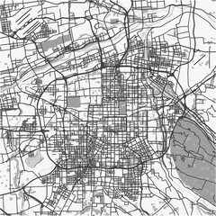 Fototapeta premium Map of Xi in an in grayscale. Contains layered vector with roads water, parks, etc.