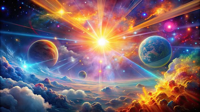 Harmonic Convergence: Uplifting, Energetic, Vibrant, Abstract, Celestial
