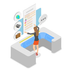 3D Isometric Flat Vector Illustration of Entry Permission, Visa Application Approval. Item 2