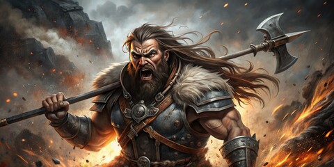 Fototapeta premium Hunnic Fury: Intense, relentless, brutal, charcoal, relentless charge