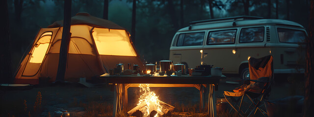 Evening Campfire Dinner