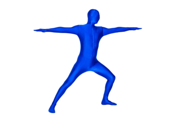 Mysterious blue man in blue suit