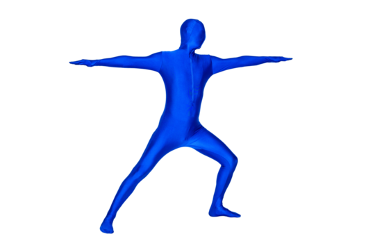 Mysterious blue man in blue suit