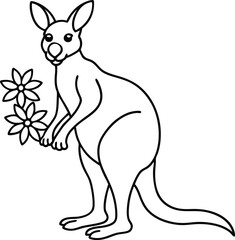 Easy kangaroo line art for kids to color simple design fun and engaging activity
