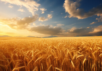 Obraz premium Field of golden wheat ears