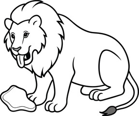 Cute lioness line art perfect for kids to color with simple and fun details for creative expression
