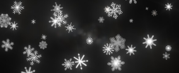 Snowflakes - With Realistic Snowflakes Overlay On Light Silver Backdrop. Xmas Holidays