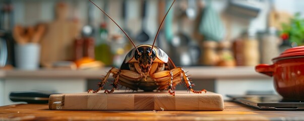 Gourmet Cockroach Chef Cooking Up a Meal in Miniature Kitchen