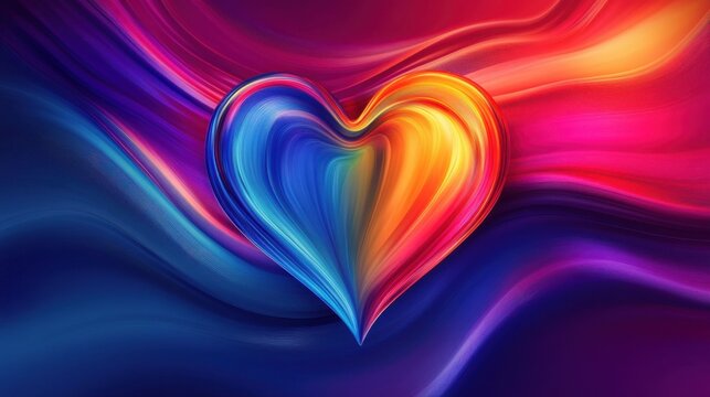 Artistic rendering of a heart symbol with abstract lines and soft gradients, creating a modern and vibrant love theme.