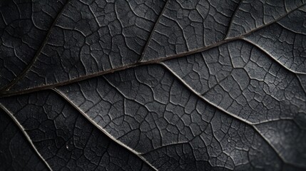 Black background of leaves. Professional close-up photo of black background of leaves, minimalistic, bold color
