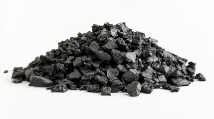 Fototapeta premium Black Coal Pile Isolated on White Background.