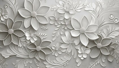 Obraz premium Flowers wallpaper pattern white.