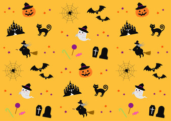 ハロウィンのパターンのイラスト_黄色
