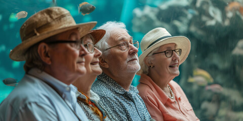 Obraz premium seniors in public aquarium