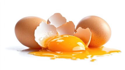 chicken egg broken egg isolated on white background