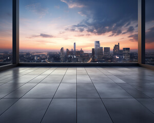 Cityscape. Beautiful view from a tall building. You can see the ground and the city.