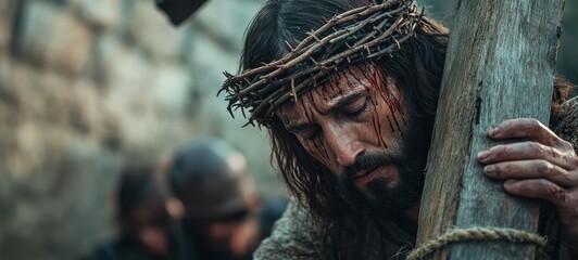Jesus Christ face during the crucifixion