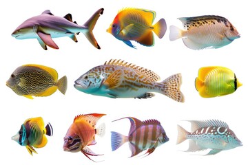 Fototapeta premium Colorful fish on a clean white surface