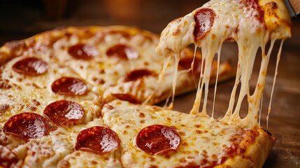 Pepperoni Pizza with Melted Cheese.