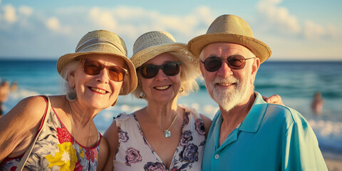 portrait of seniors on the beach