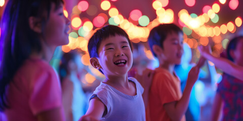portrait of family at summer disco
