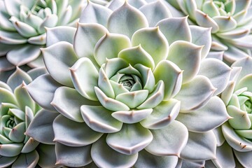 Fototapeta premium Macro Contrast: Close-up shots of white succulents with high contrast against a white background, capturing their intricate textures and patterns.