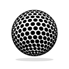 Golf ball icon. Black and white golf ball icon isolated on white background. Vector illustration