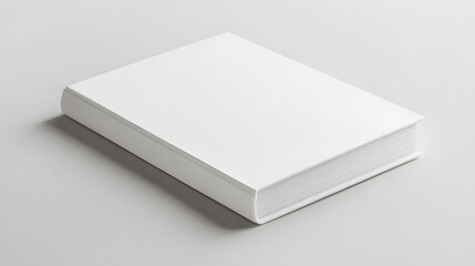 Fototapeta premium Minimalist Notebook: A closed, plain white notebook with a smooth cover, lying flat on a white background, with subtle shadowing for a clean aesthetic. 