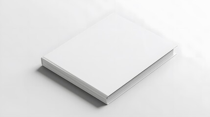 Fototapeta premium Minimalist Notebook: A closed, plain white notebook with a smooth cover, lying flat on a white background, with subtle shadowing for a clean aesthetic. 