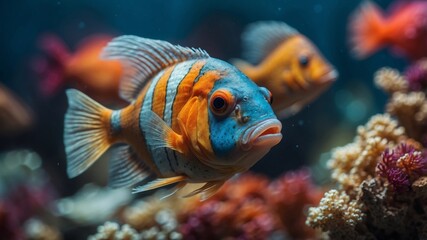 Obraz premium Close-up of a Colorful Fish in its Natural Habitat.
