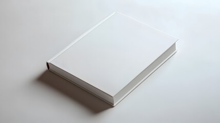 Fototapeta premium Minimalist Notebook: A closed, plain white notebook with a smooth cover, lying flat on a white background, with subtle shadowing for a clean aesthetic. 