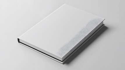Minimalist Notebook: A closed, plain white notebook with a smooth cover, lying flat on a white background, with subtle shadowing for a clean aesthetic.
