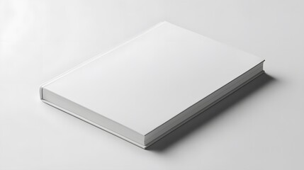 Fototapeta premium Minimalist Notebook: A closed, plain white notebook with a smooth cover, lying flat on a white background, with subtle shadowing for a clean aesthetic. 