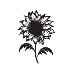 flower silhouette vector, isolated on white background, black and white silhouette vector and illustration, flower silhouette, silhouette style