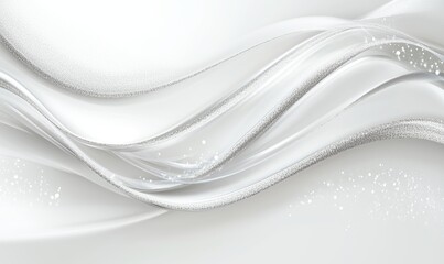 Obraz premium A white background with a silver wave. The wave is made up of small silver dots