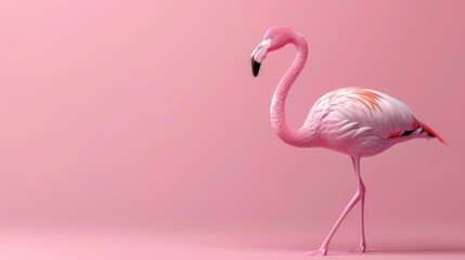 Pink Flamingo on a Pink Background