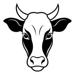 Cow head minimal logo vector, cow silhouette illustration