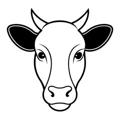 Cow head minimal logo vector, cow silhouette illustration