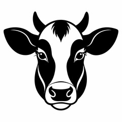 Cow head minimal logo vector, cow silhouette illustration